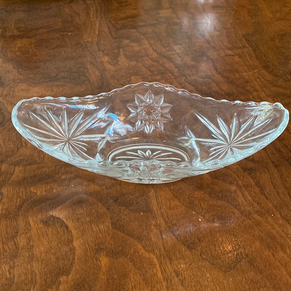 Accents Vintage Cut Glass Candy Dish Oval Bowl Star Pattern Poshmark